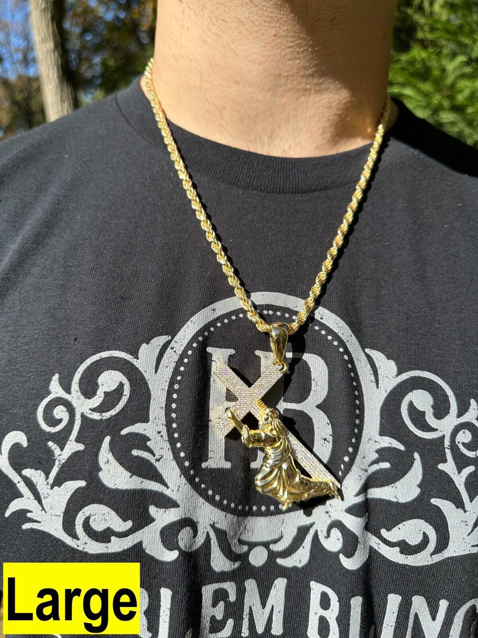 MOISSANITE Cross of Redemption Pendant - 14k Gold Vermeil 925 Silver - 3 Sizes 1"-3"