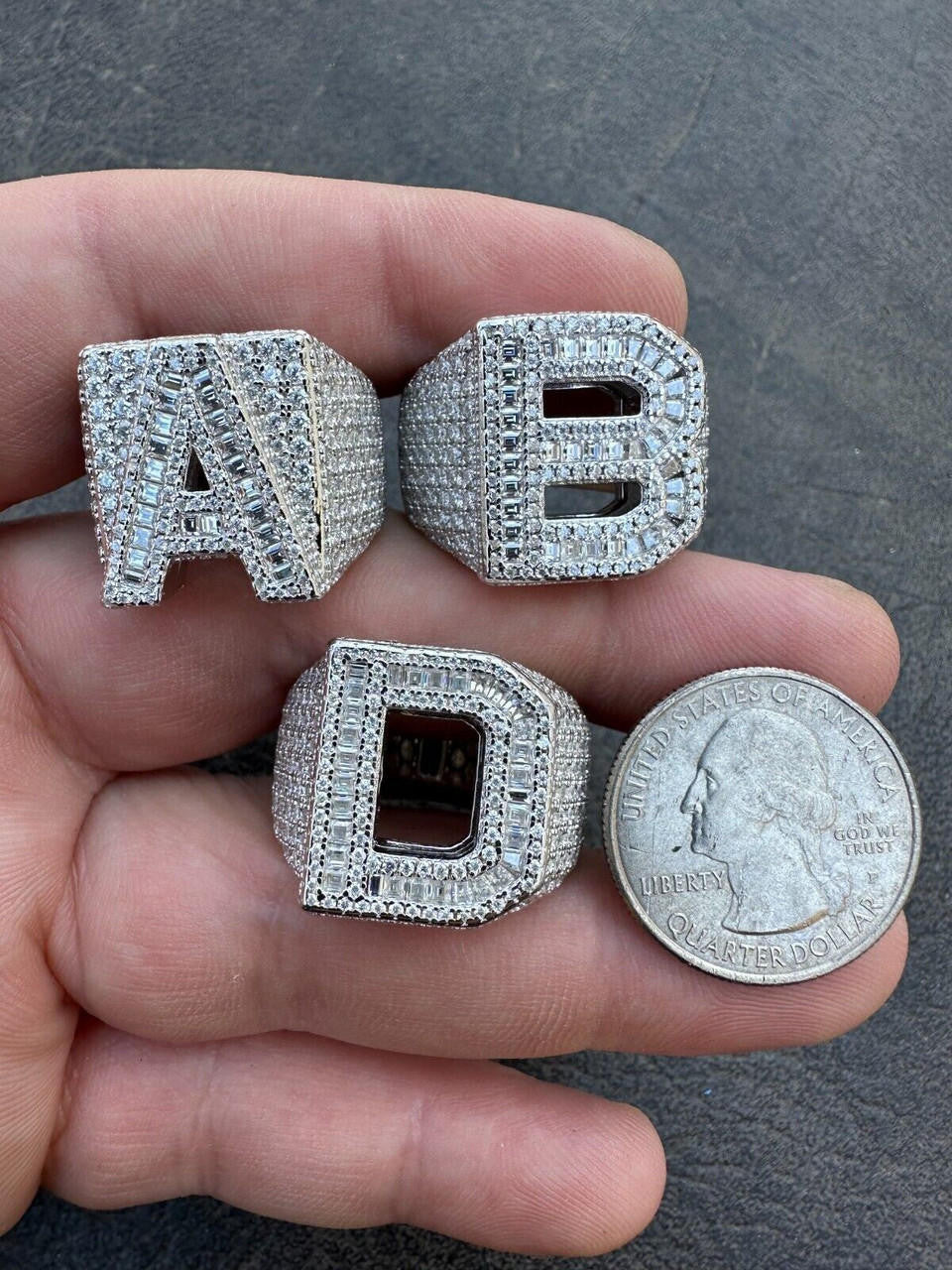 MOISSANITE Initial Letters A-Z Ring - 925 Silver