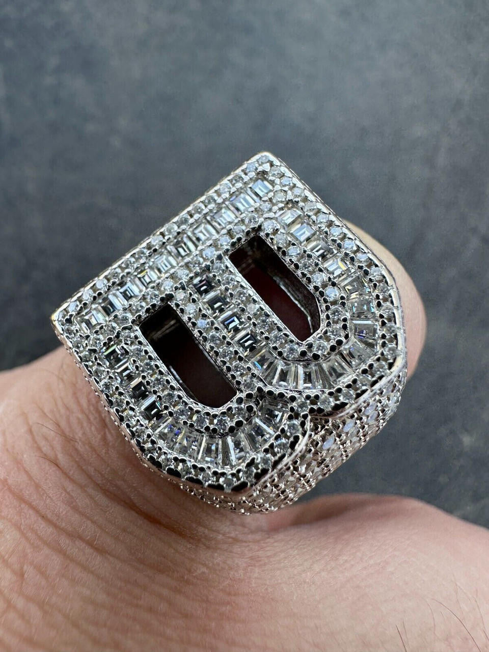 MOISSANITE Initial Letters A-Z Ring - 925 Silver