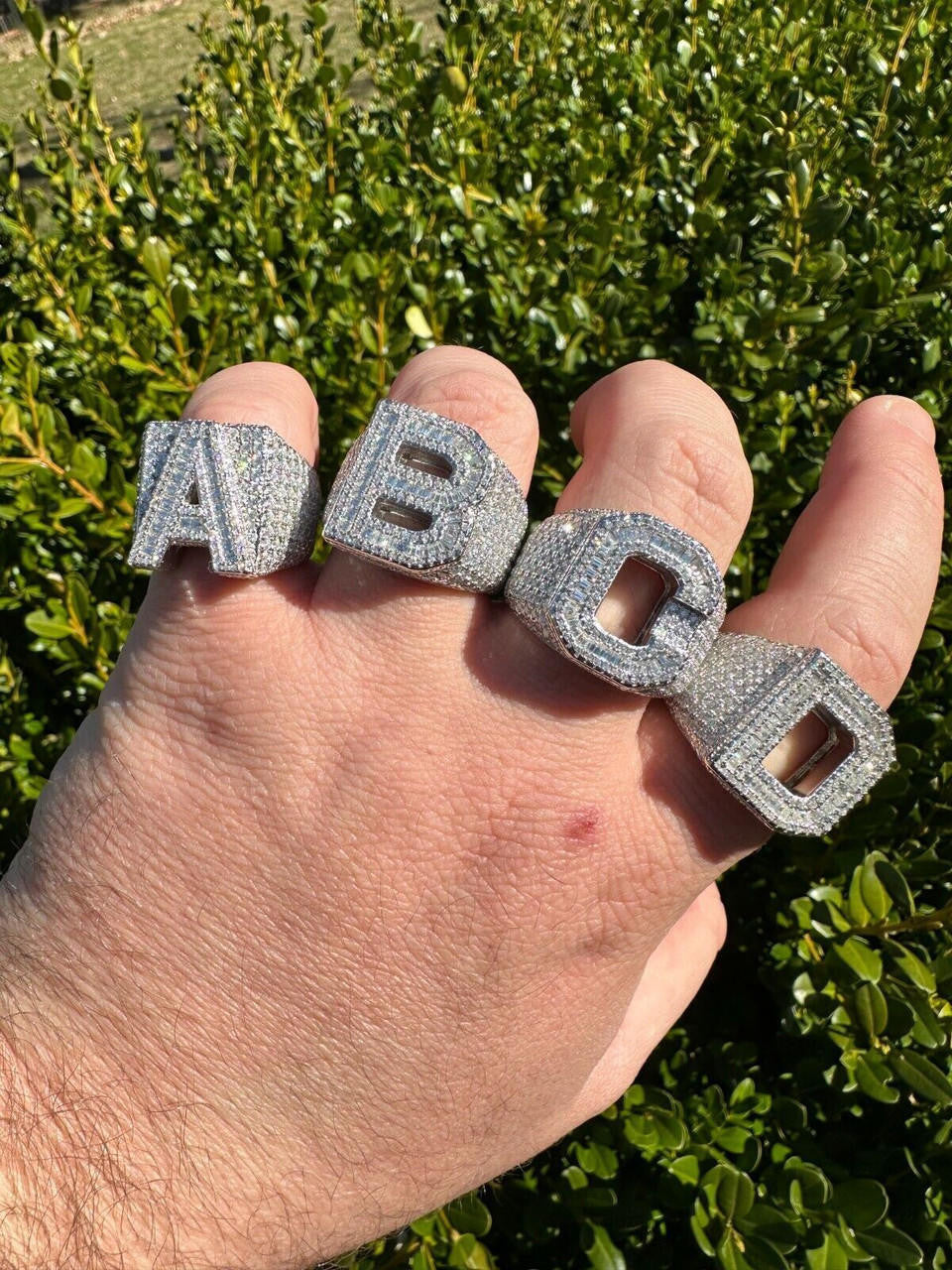 MOISSANITE Initial Letters A-Z Ring - 925 Silver