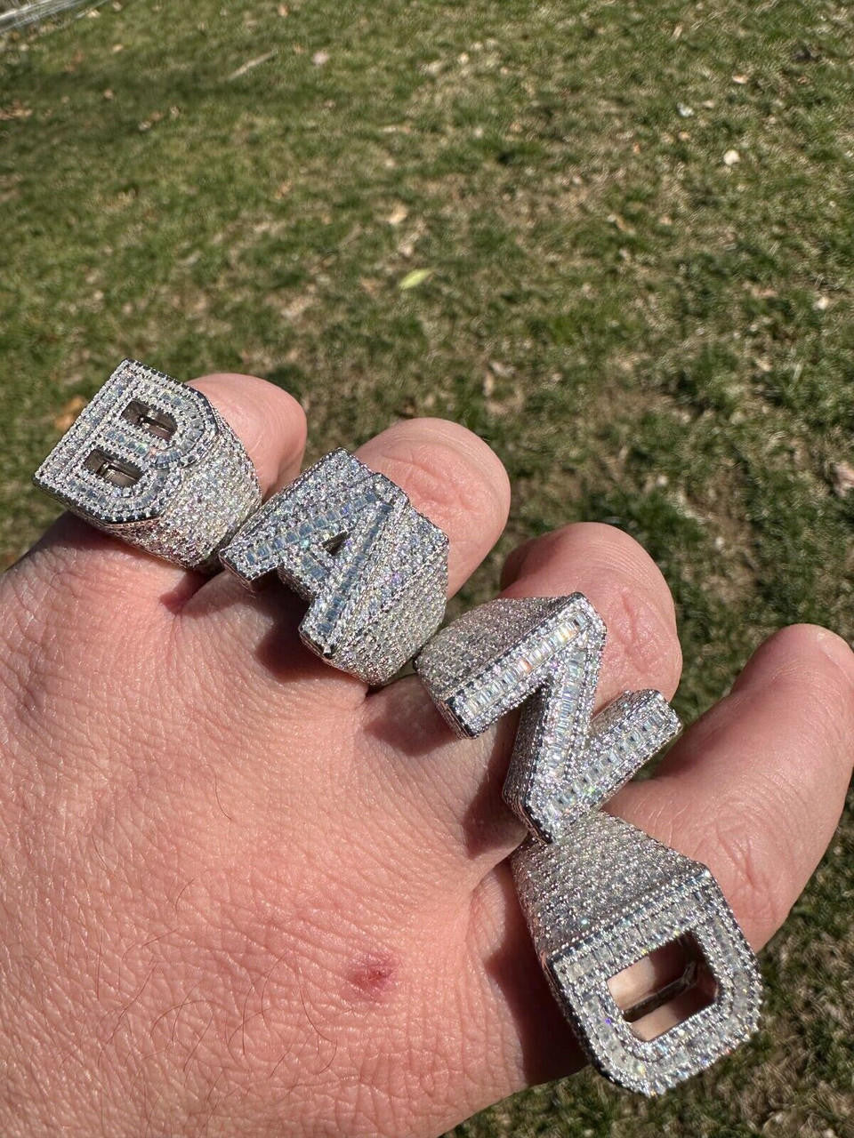 MOISSANITE Initial Letters A-Z Ring - 925 Silver