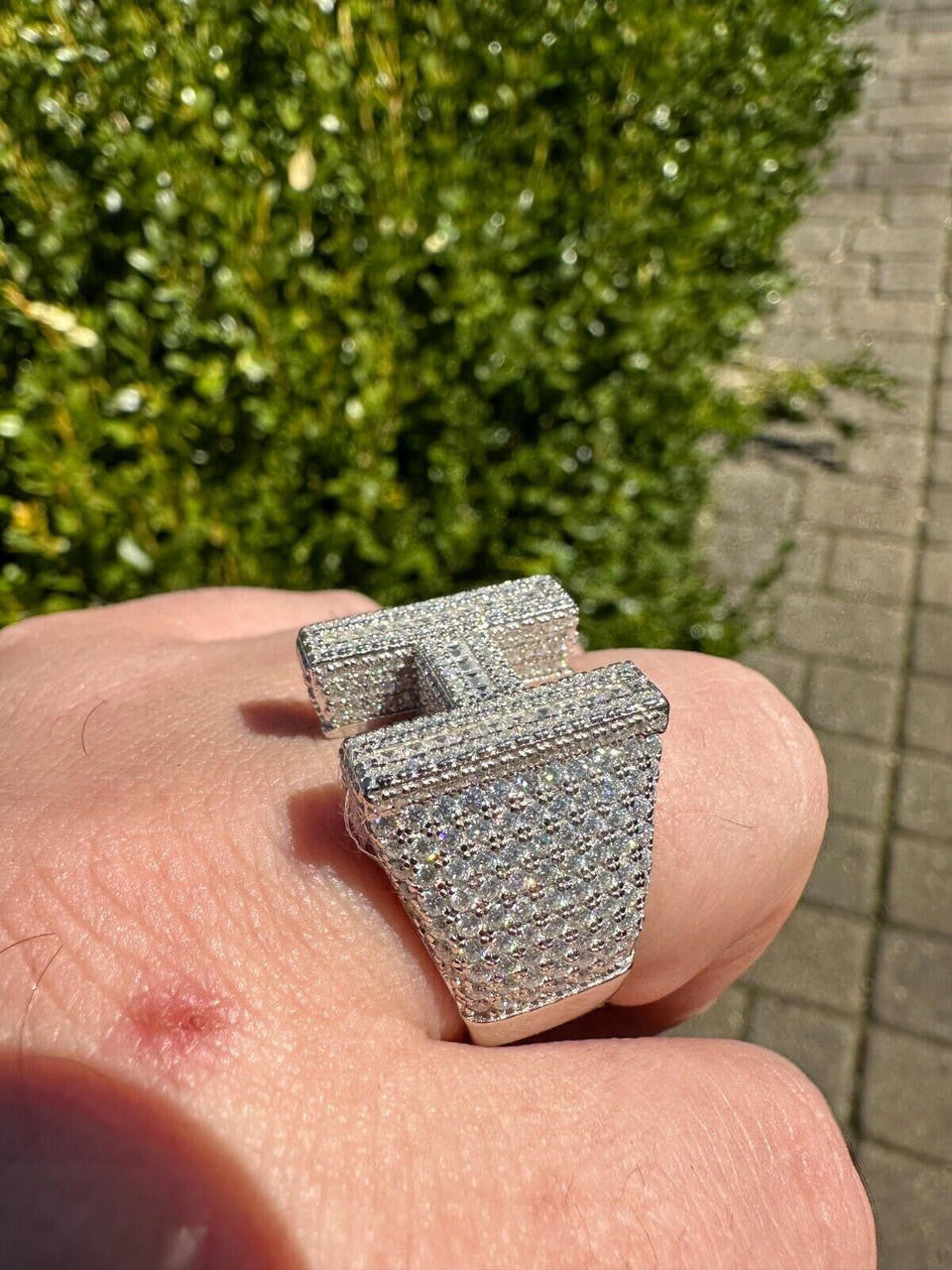 MOISSANITE Initial Letters A-Z Ring - 925 Silver