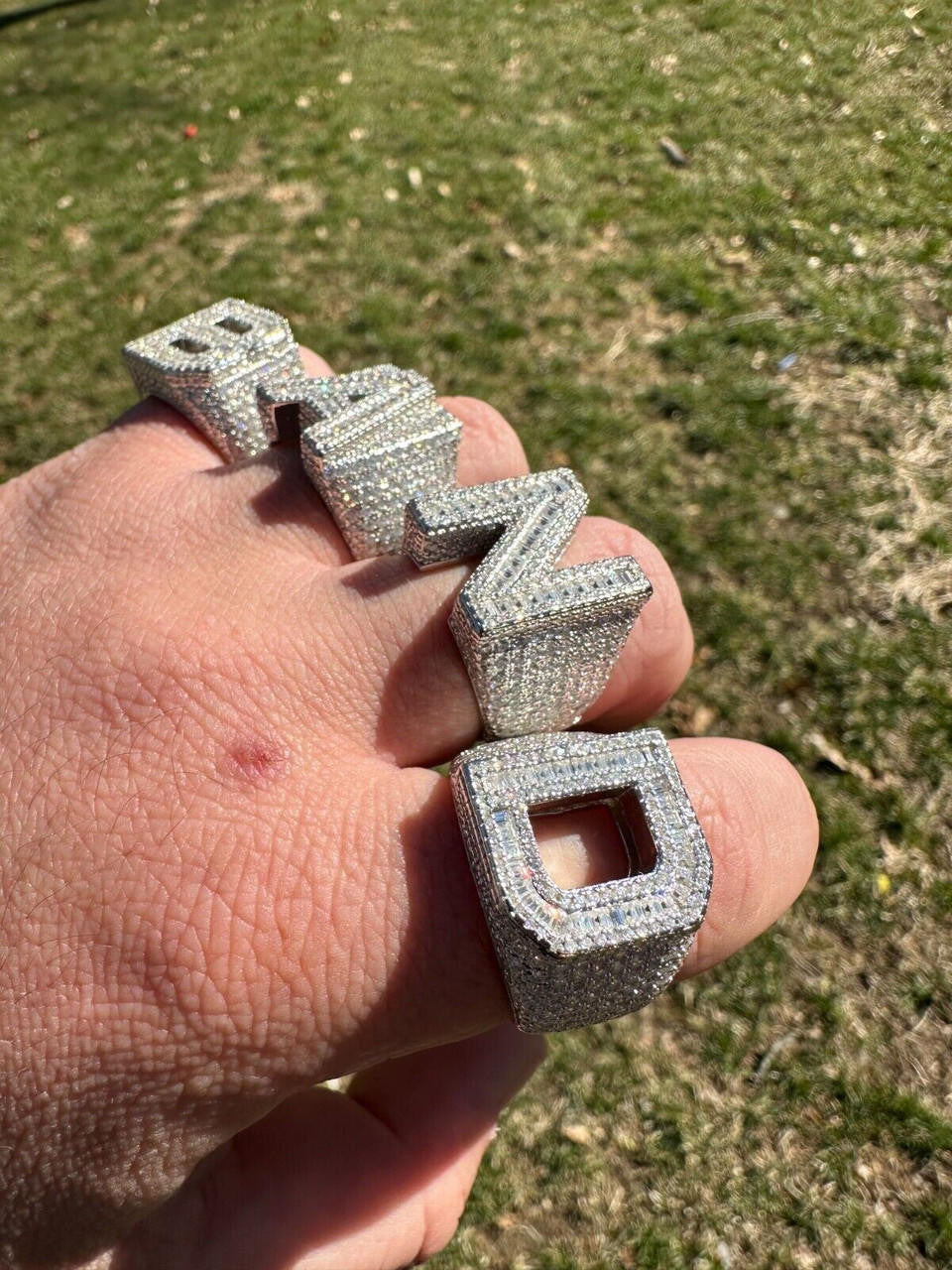 MOISSANITE Initial Letters A-Z Ring - 925 Silver