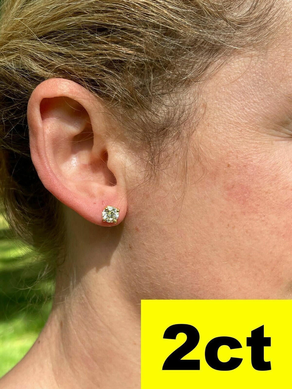 MOISSANITE Solitaire Pushback Stud Earrings - 14k Gold Vermeil 925 Silver - 3mm-10mm - 0.2-8ct