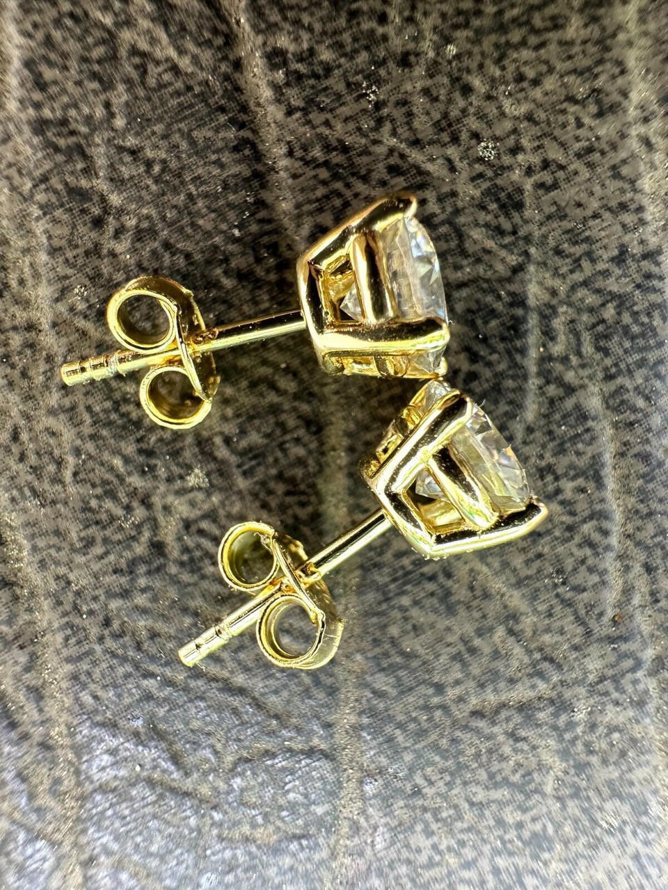 MOISSANITE Solitaire Pushback Stud Earrings - 14k Gold Vermeil 925 Silver - 3mm-10mm - 0.2-8ct