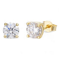 MOISSANITE Solitaire Pushback Stud Earrings - 14k Gold Vermeil 925 Silver - 3mm-10mm - 0.2-8ct
