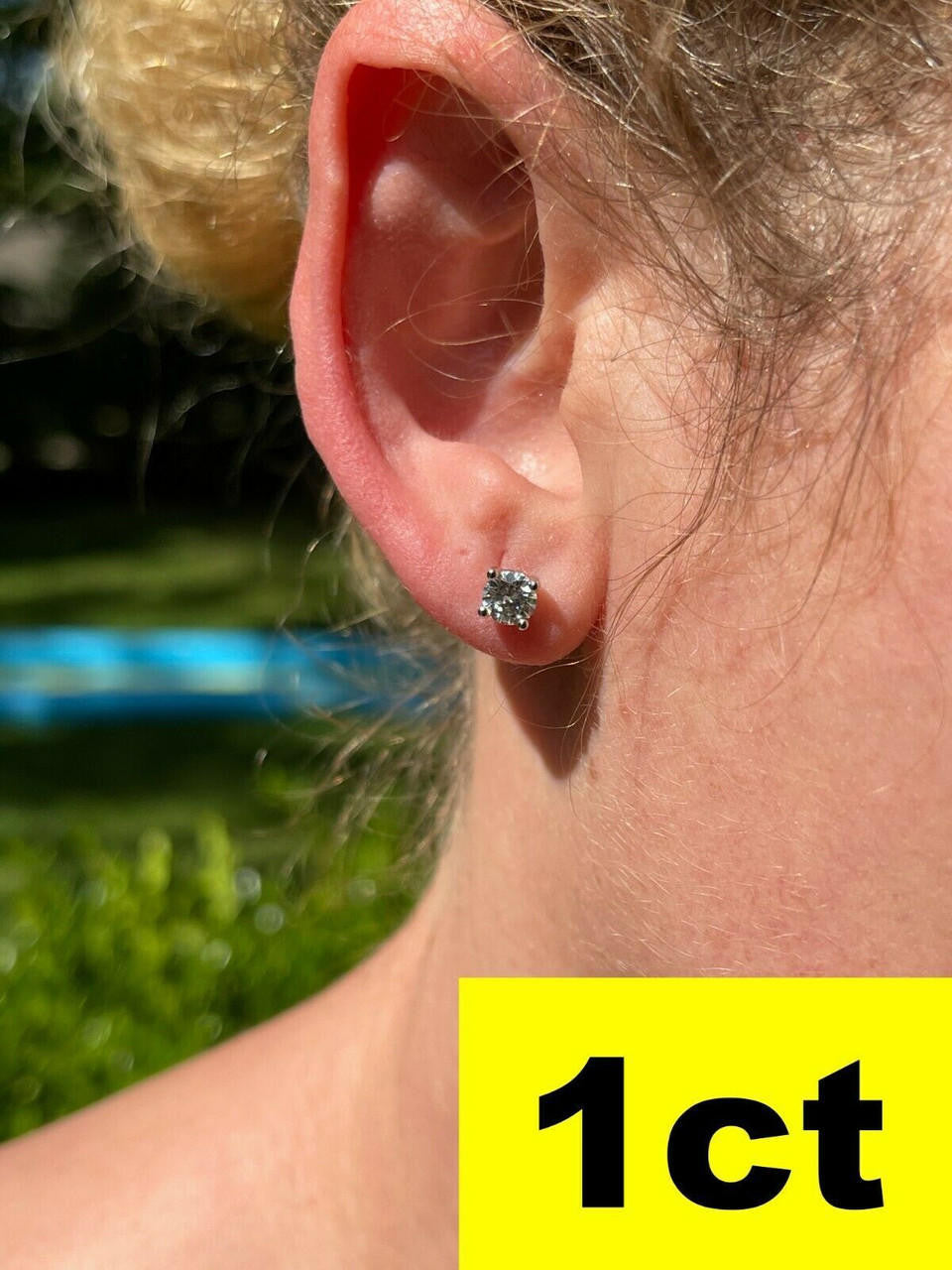 MOISSANITE Solitaire Pushback Stud Earrings - 925 Silver - 3mm-10mm - 0.2-8ct