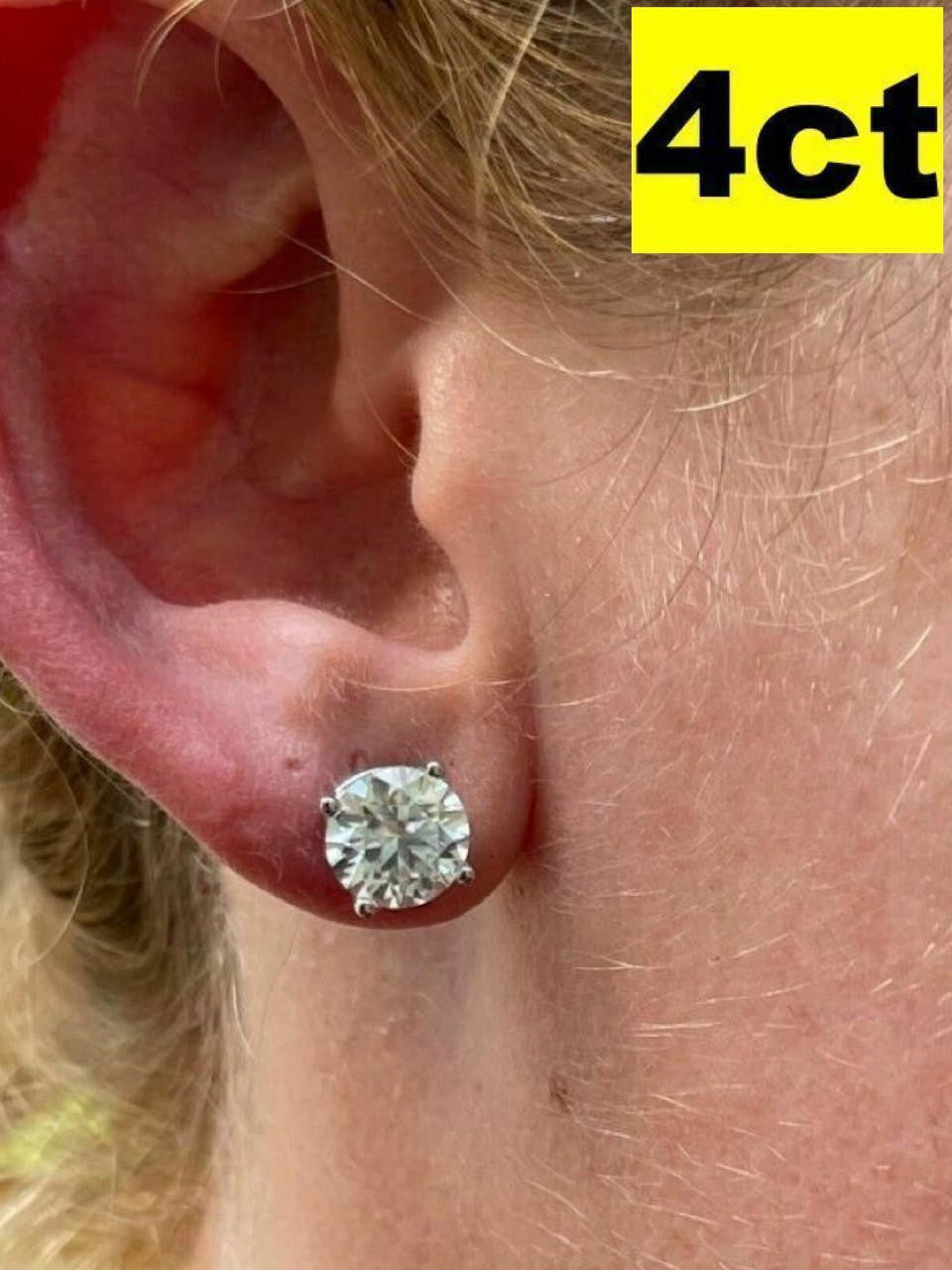 MOISSANITE Solitaire Pushback Stud Earrings - 925 Silver - 3mm-10mm - 0.2-8ct