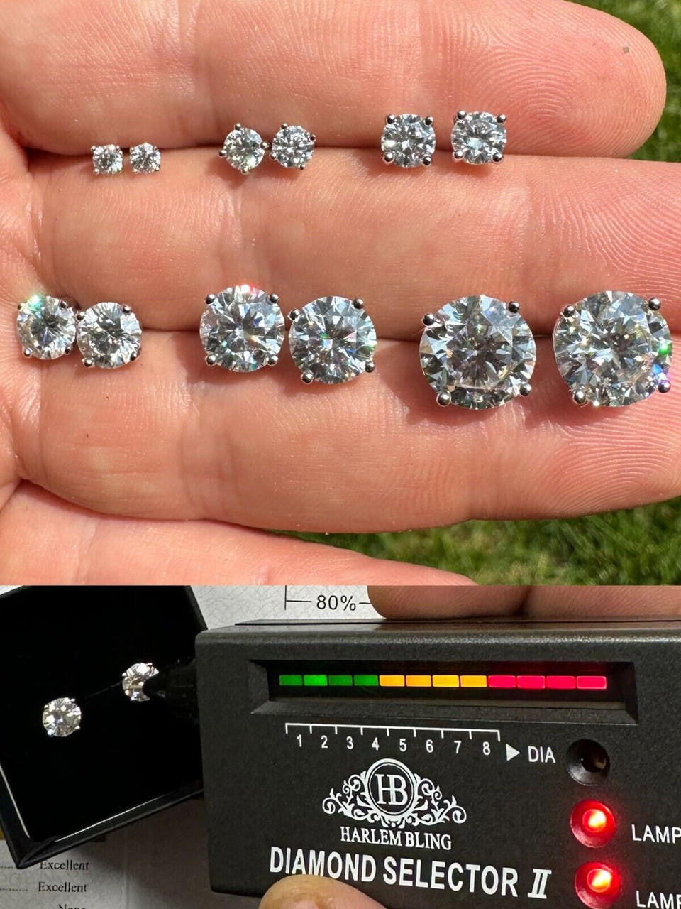 MOISSANITE Solitaire Pushback Stud Earrings - 925 Silver - 3mm-10mm - 0.2-8ct