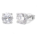 MOISSANITE Solitaire Pushback Stud Earrings - 925 Silver - 3mm-10mm - 0.2-8ct