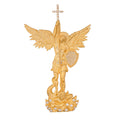 MOISSANITE Saint Michael Slaying Dragon Archangel Pendant - Sandblasted Matte Finish 14k Gold Vermeil 925 Silver - 3 Sizes 1"-3"
