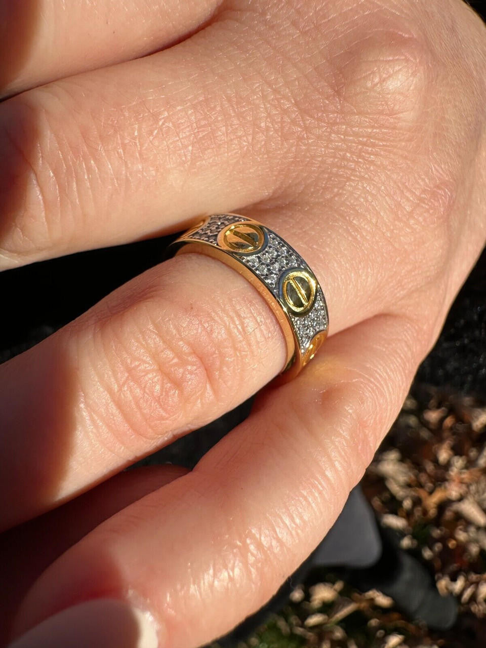 MOISSANITE Love Ring Eternity Band - 14k Gold Vermeil 925 Silver