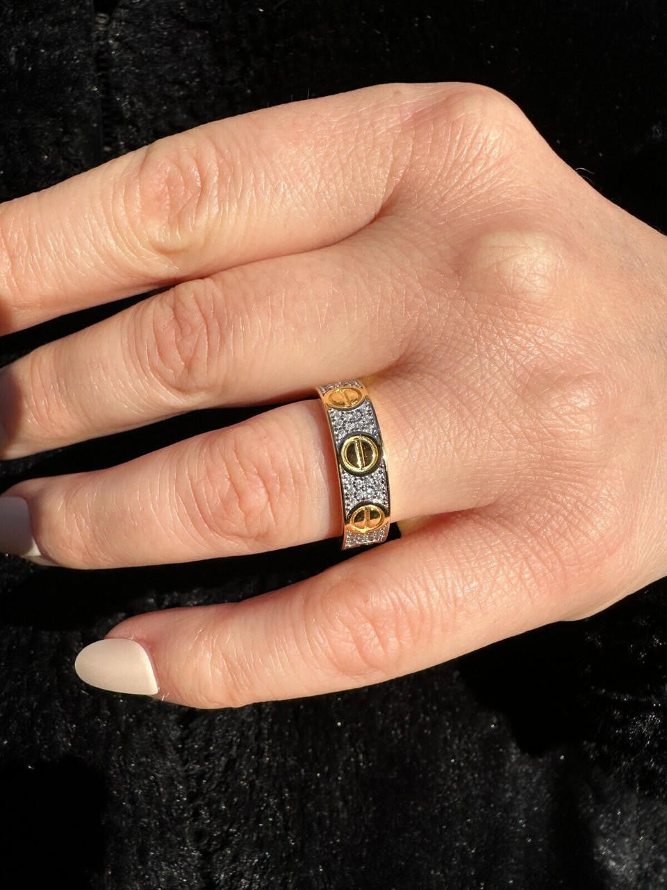 MOISSANITE Love Ring Eternity Band - 14k Gold Vermeil 925 Silver