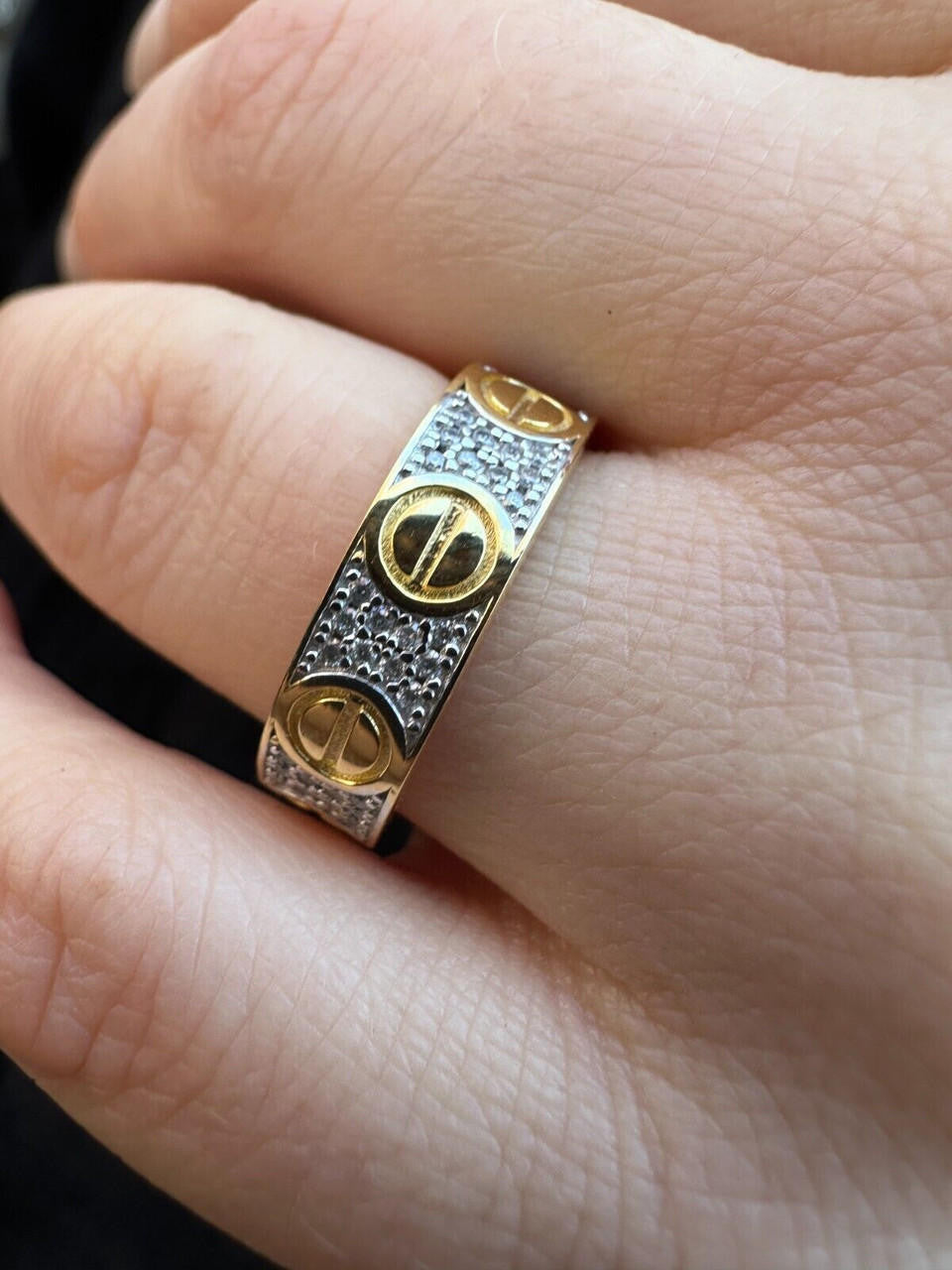 MOISSANITE Love Ring Eternity Band - 14k Gold Vermeil 925 Silver