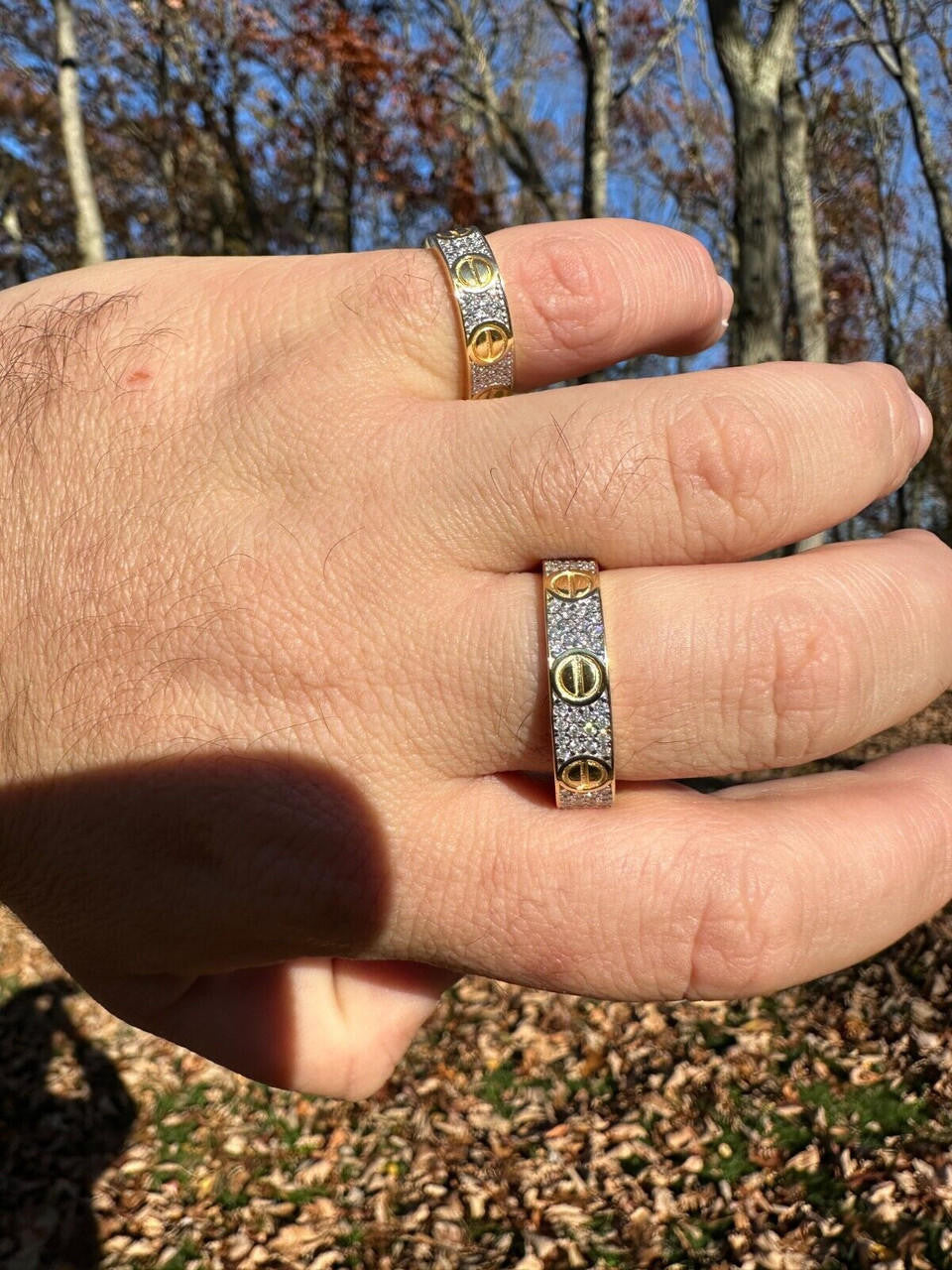MOISSANITE Love Ring Eternity Band - 14k Gold Vermeil 925 Silver