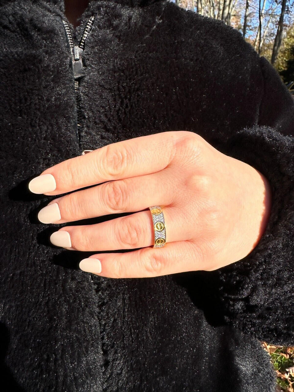 MOISSANITE Love Ring Eternity Band - 14k Gold Vermeil 925 Silver