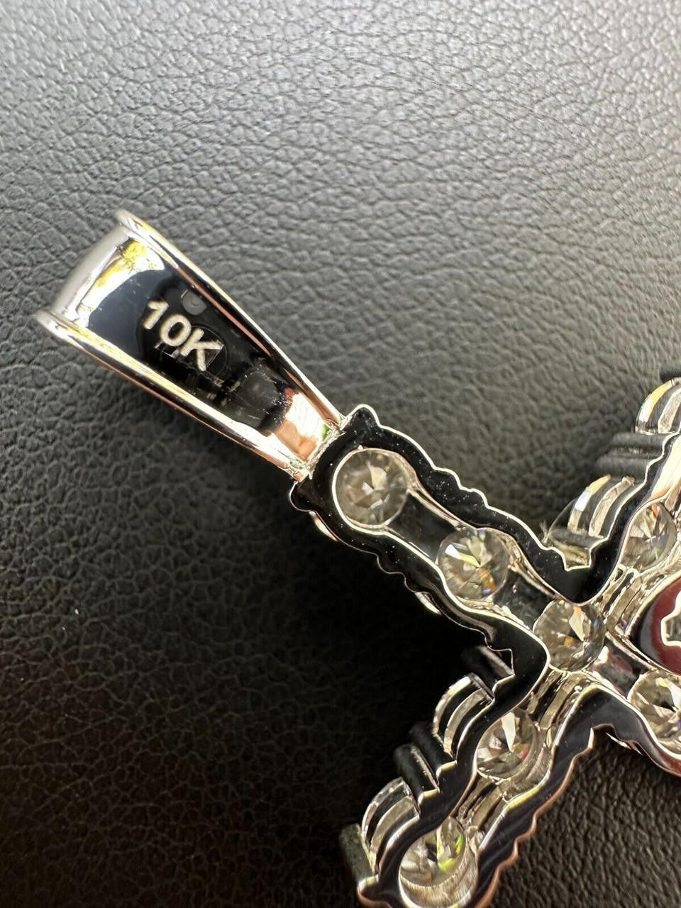 MOISSANITE Tennis Cross Pendant - 10k White Gold - 0.5"-1.75"