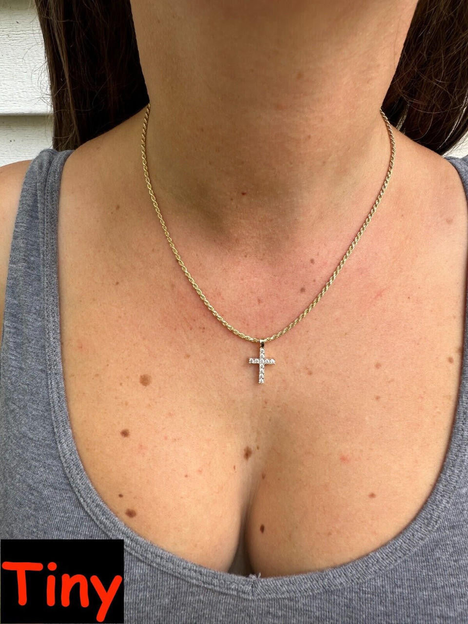 MOISSANITE Tennis Cross Pendant - 10k Gold - 0.5"-1.75"