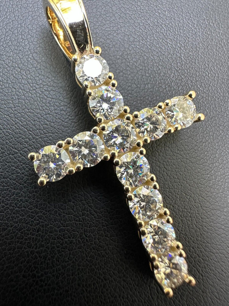 MOISSANITE Tennis Cross Pendant - 10k Gold - 0.5"-1.75"