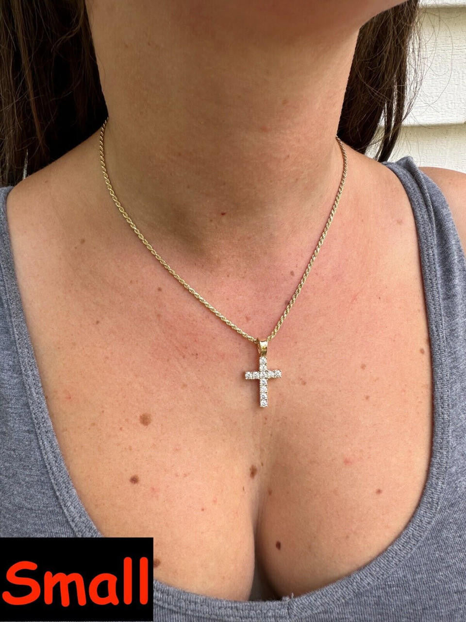 MOISSANITE Tennis Cross Pendant - 10k Gold - 0.5"-1.75"