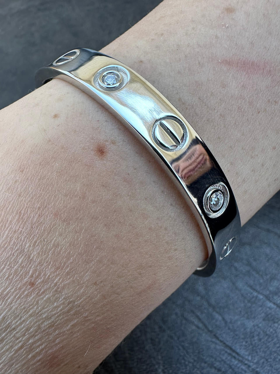 MOISSANITE Classic Love Bangle Bracelet - 925 Silver - 5.5"-8"