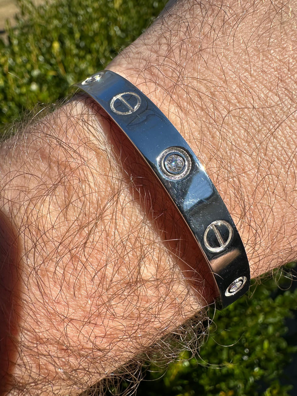 MOISSANITE Classic Love Bangle Bracelet - 925 Silver - 5.5"-8"
