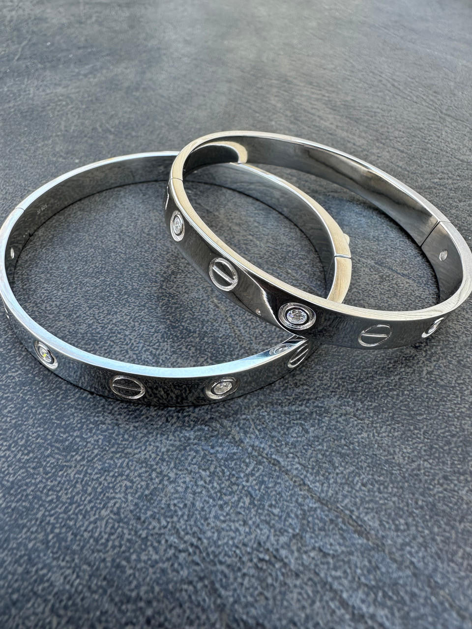 MOISSANITE Classic Love Bangle Bracelet - 925 Silver - 5.5"-8"
