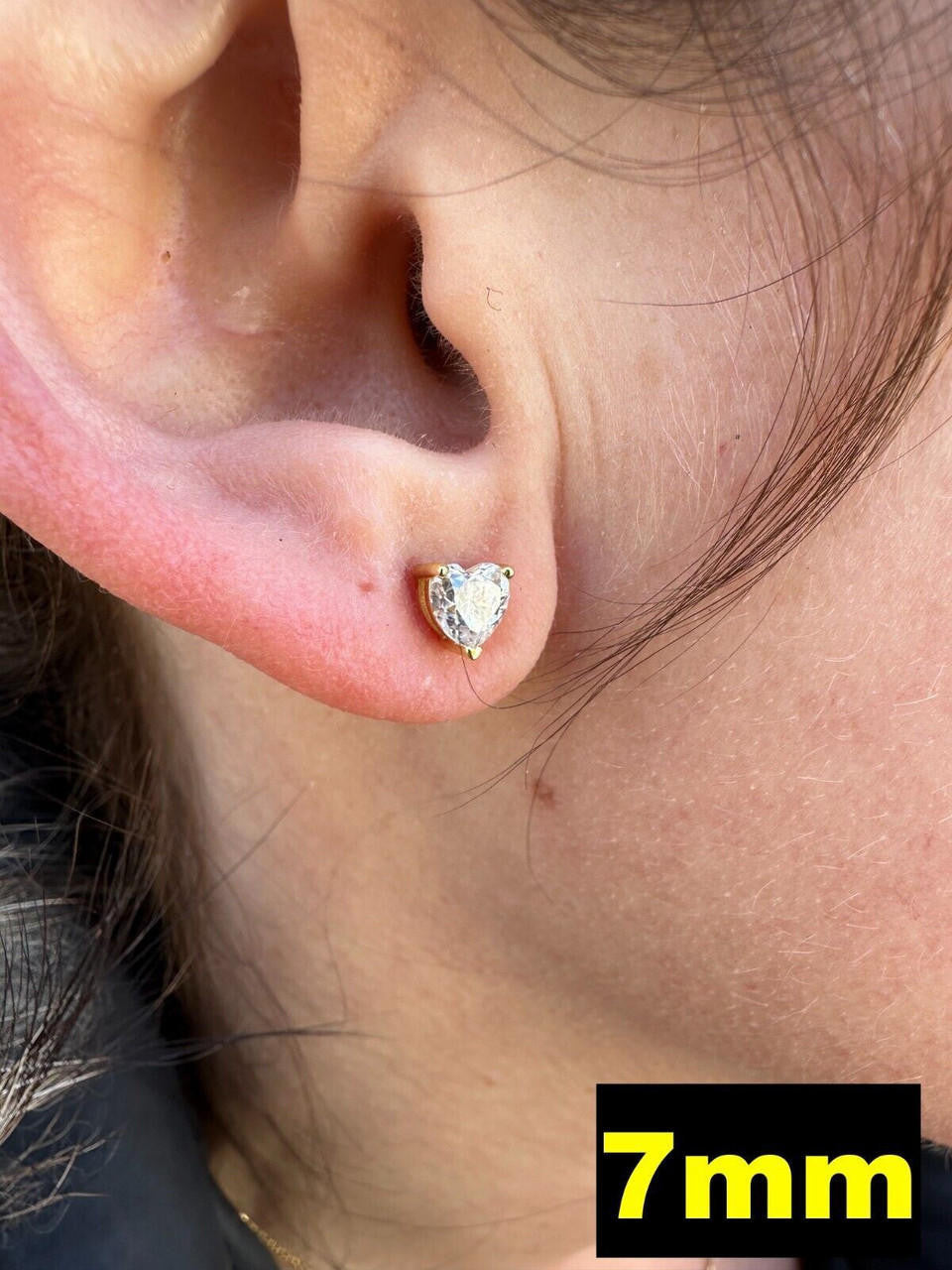 MOISSANITE Heart Shape Solitaire Stud Earrings - 14k Gold Vermeil 925 Silver - 3mm-7mm - 0.2-2.4ct