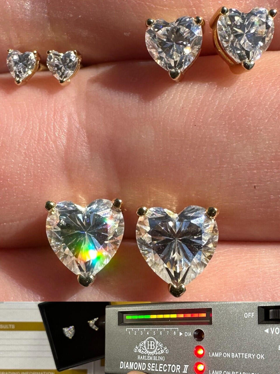 MOISSANITE Heart Shape Solitaire Stud Earrings - 14k Gold Vermeil 925 Silver - 3mm-7mm - 0.2-2.4ct