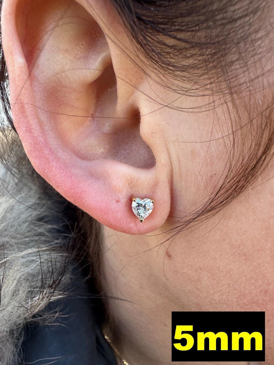 MOISSANITE Heart Shape Solitaire Stud Earrings - 14k Gold Vermeil 925 Silver - 3mm-7mm - 0.2-2.4ct
