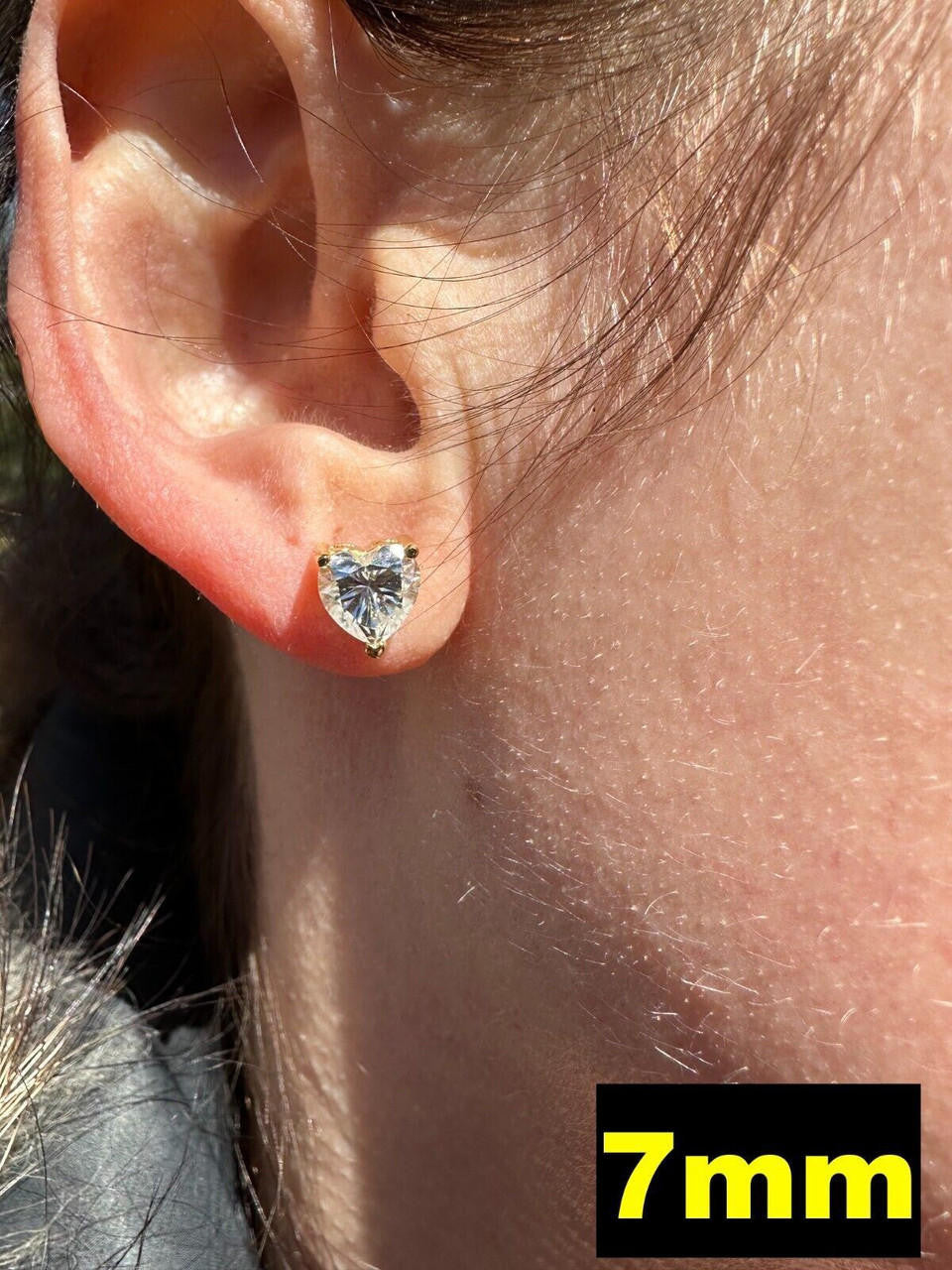 MOISSANITE Heart Shape Solitaire Stud Earrings - 14k Gold Vermeil 925 Silver - 3mm-7mm - 0.2-2.4ct