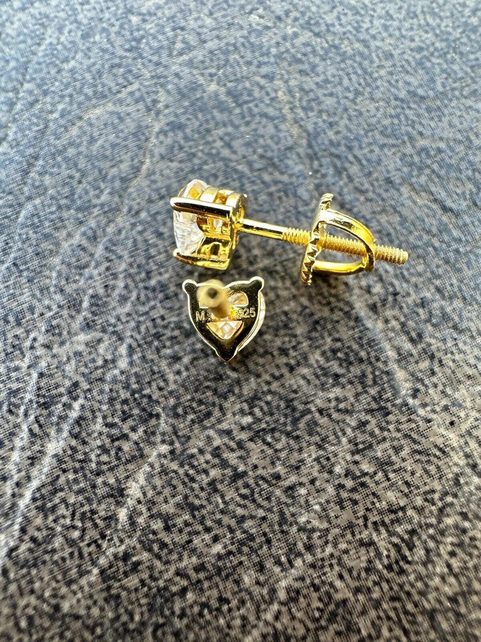MOISSANITE Heart Shape Solitaire Stud Earrings - 14k Gold Vermeil 925 Silver - 3mm-7mm - 0.2-2.4ct