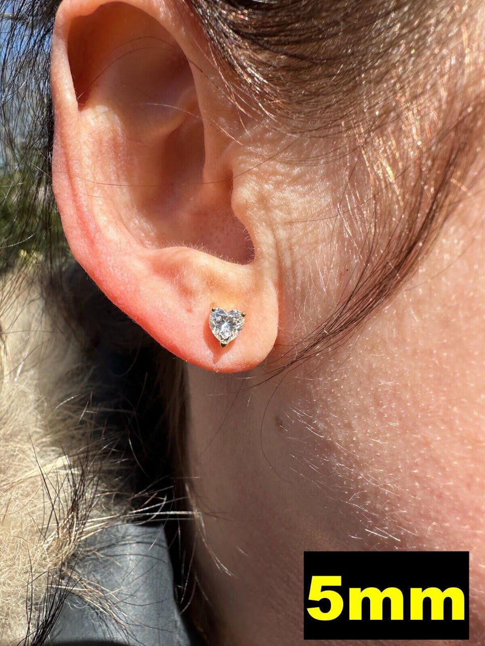 MOISSANITE Heart Shape Solitaire Stud Earrings - 14k Gold Vermeil 925 Silver - 3mm-7mm - 0.2-2.4ct