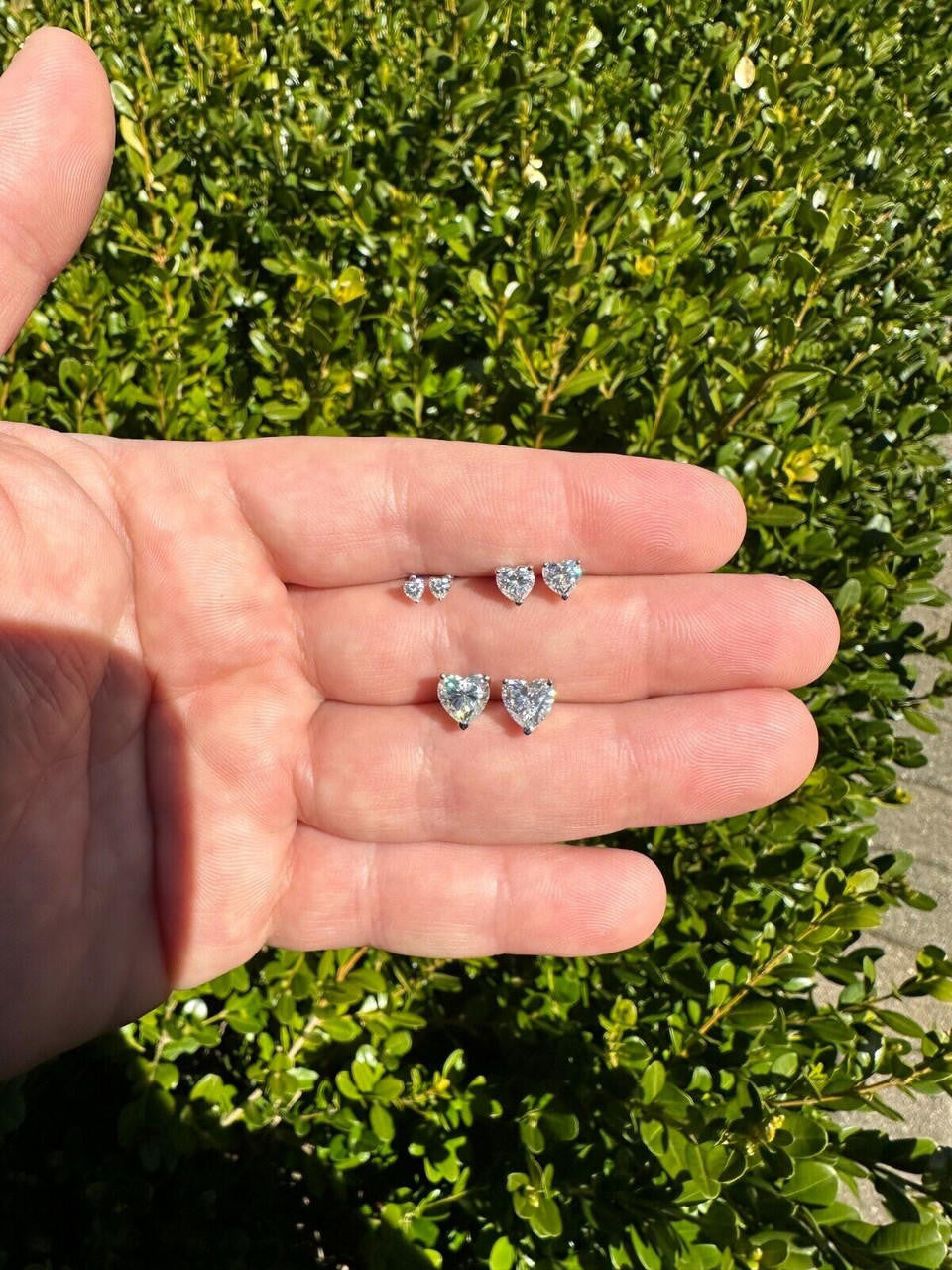MOISSANITE Heart Shape Solitaire Stud Earrings - 925 Silver - 3mm-7mm - 0.2-2.4ct