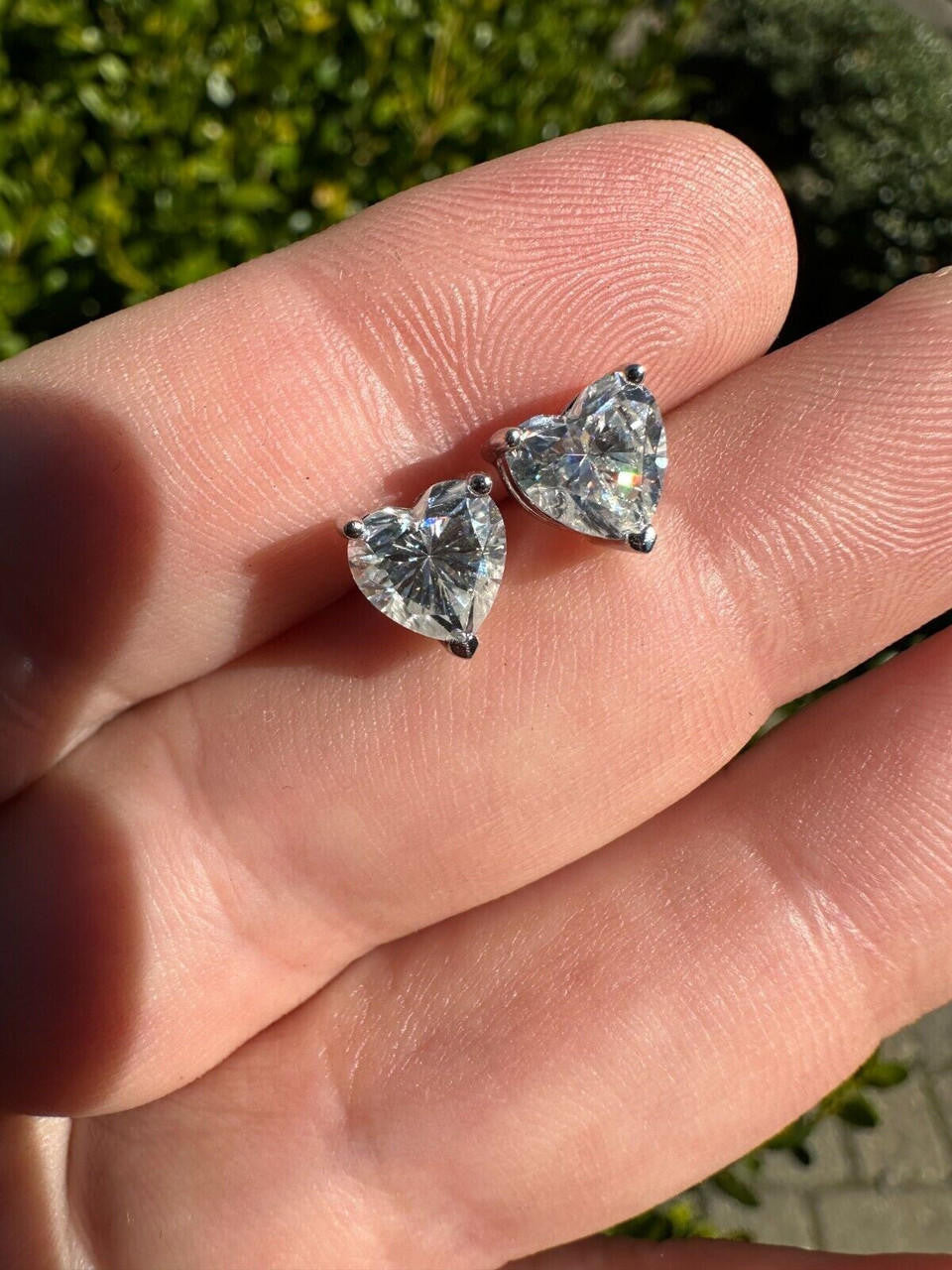 MOISSANITE Heart Shape Solitaire Stud Earrings - 925 Silver - 3mm-7mm - 0.2-2.4ct