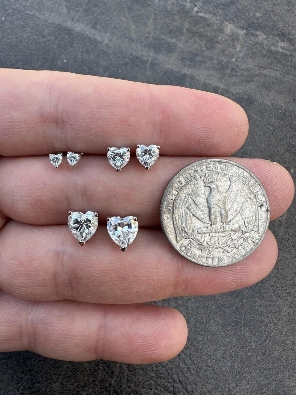 MOISSANITE Heart Shape Solitaire Stud Earrings - 925 Silver - 3mm-7mm - 0.2-2.4ct