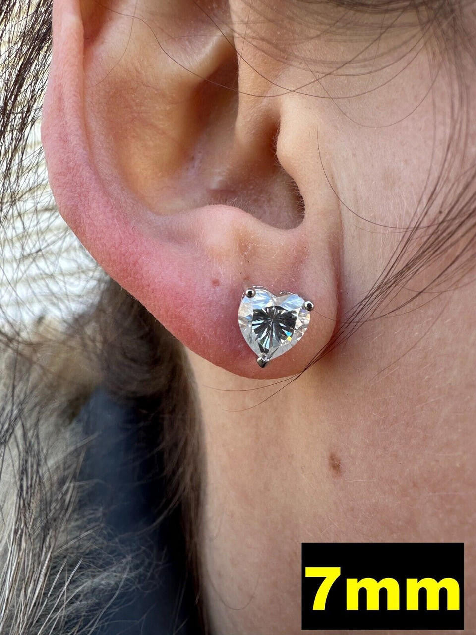 MOISSANITE Heart Shape Solitaire Stud Earrings - 925 Silver - 3mm-7mm - 0.2-2.4ct