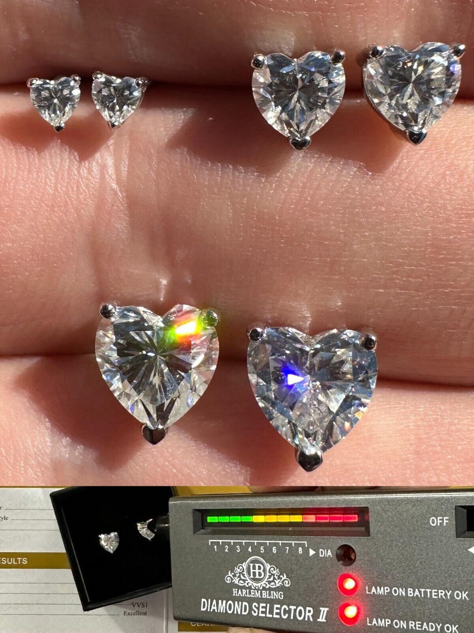 MOISSANITE Heart Shape Solitaire Stud Earrings - 925 Silver - 3mm-7mm - 0.2-2.4ct
