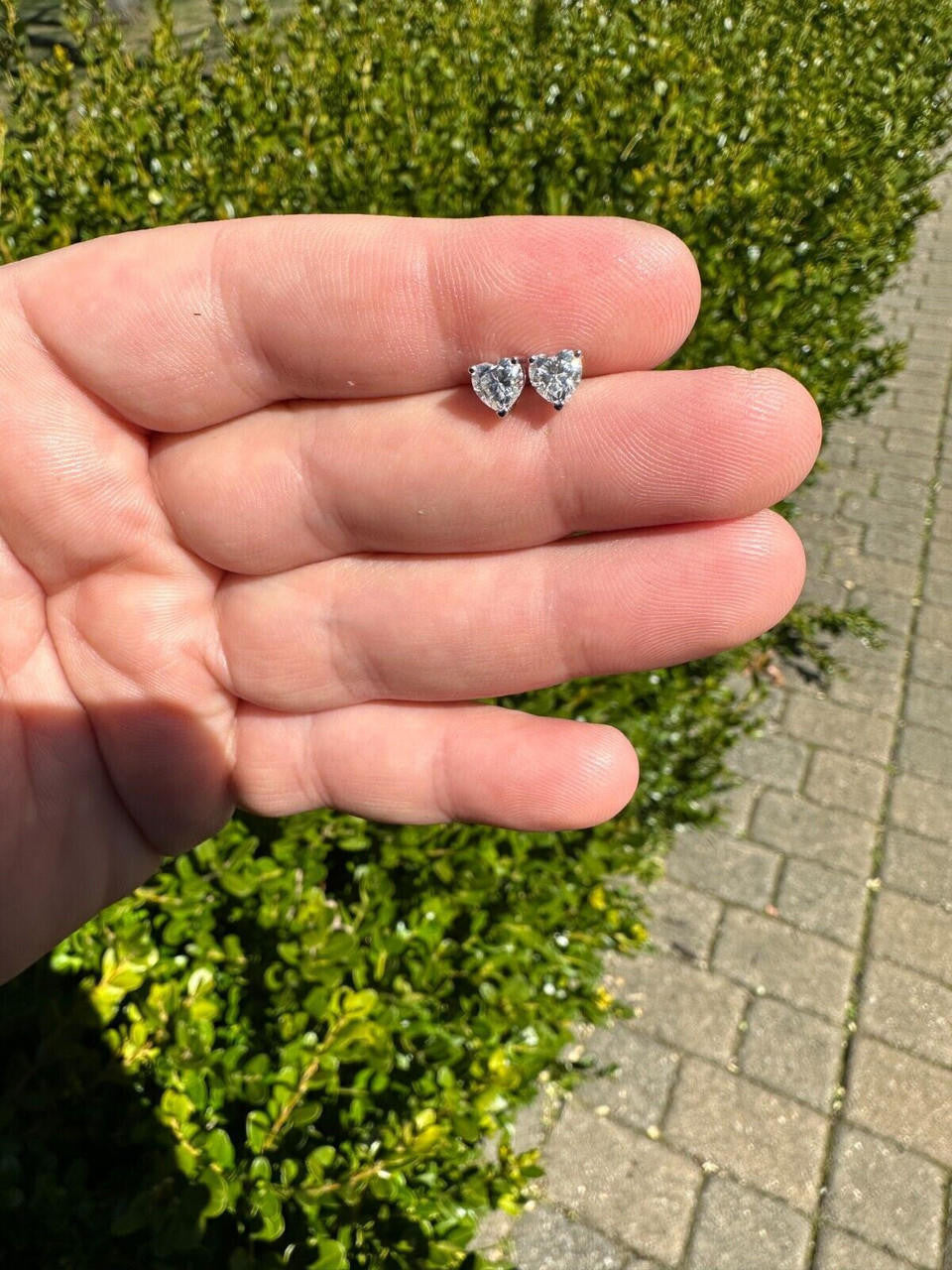 MOISSANITE Heart Shape Solitaire Stud Earrings - 925 Silver - 3mm-7mm - 0.2-2.4ct