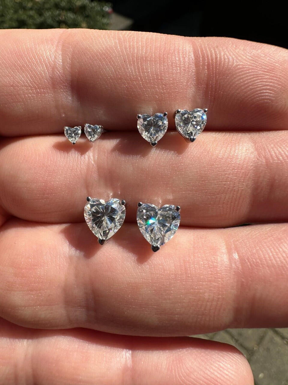 MOISSANITE Heart Shape Solitaire Stud Earrings - 925 Silver - 3mm-7mm - 0.2-2.4ct