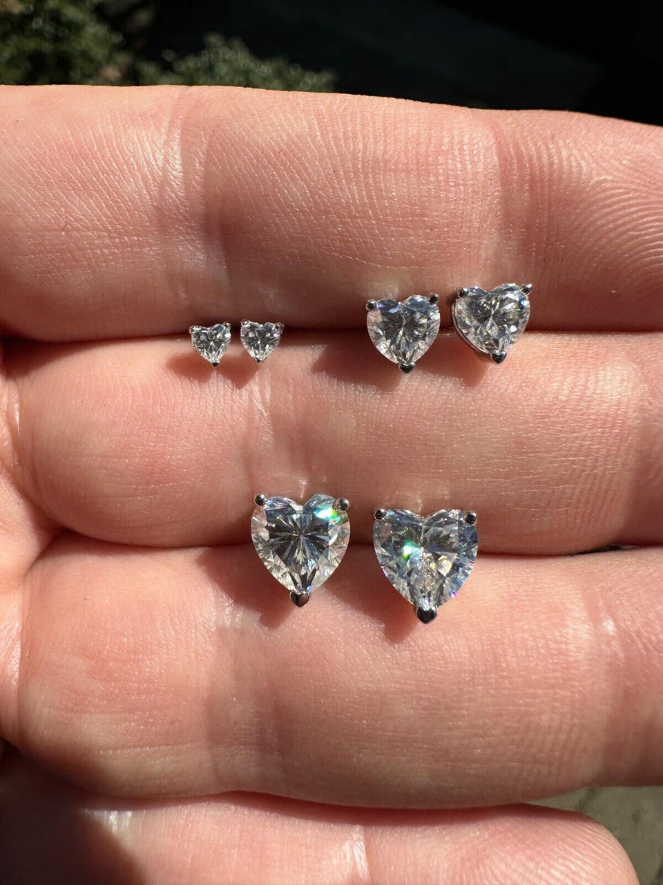 MOISSANITE Heart Shape Solitaire Stud Earrings - 925 Silver - 3mm-7mm - 0.2-2.4ct