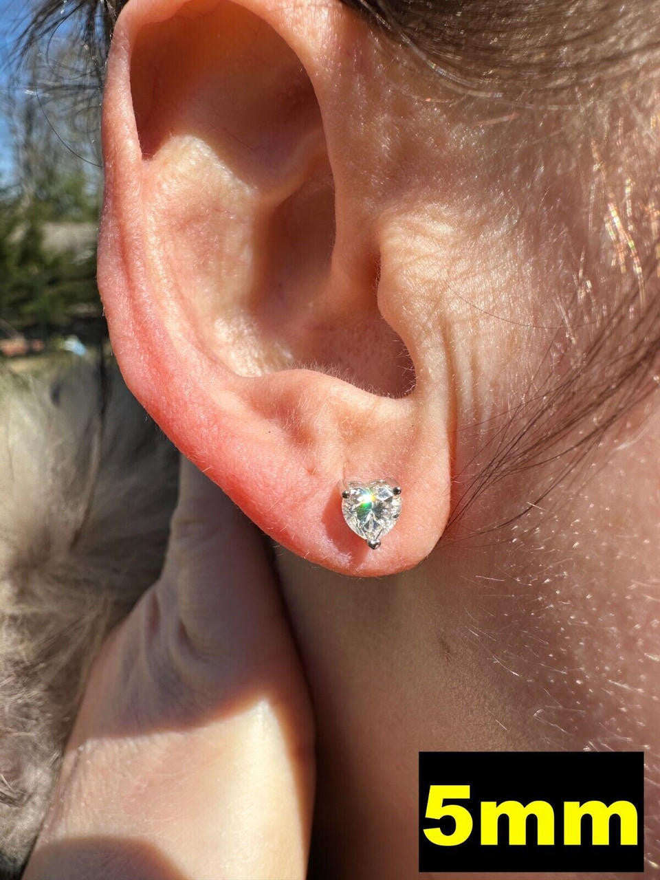 MOISSANITE Heart Shape Solitaire Stud Earrings - 925 Silver - 3mm-7mm - 0.2-2.4ct