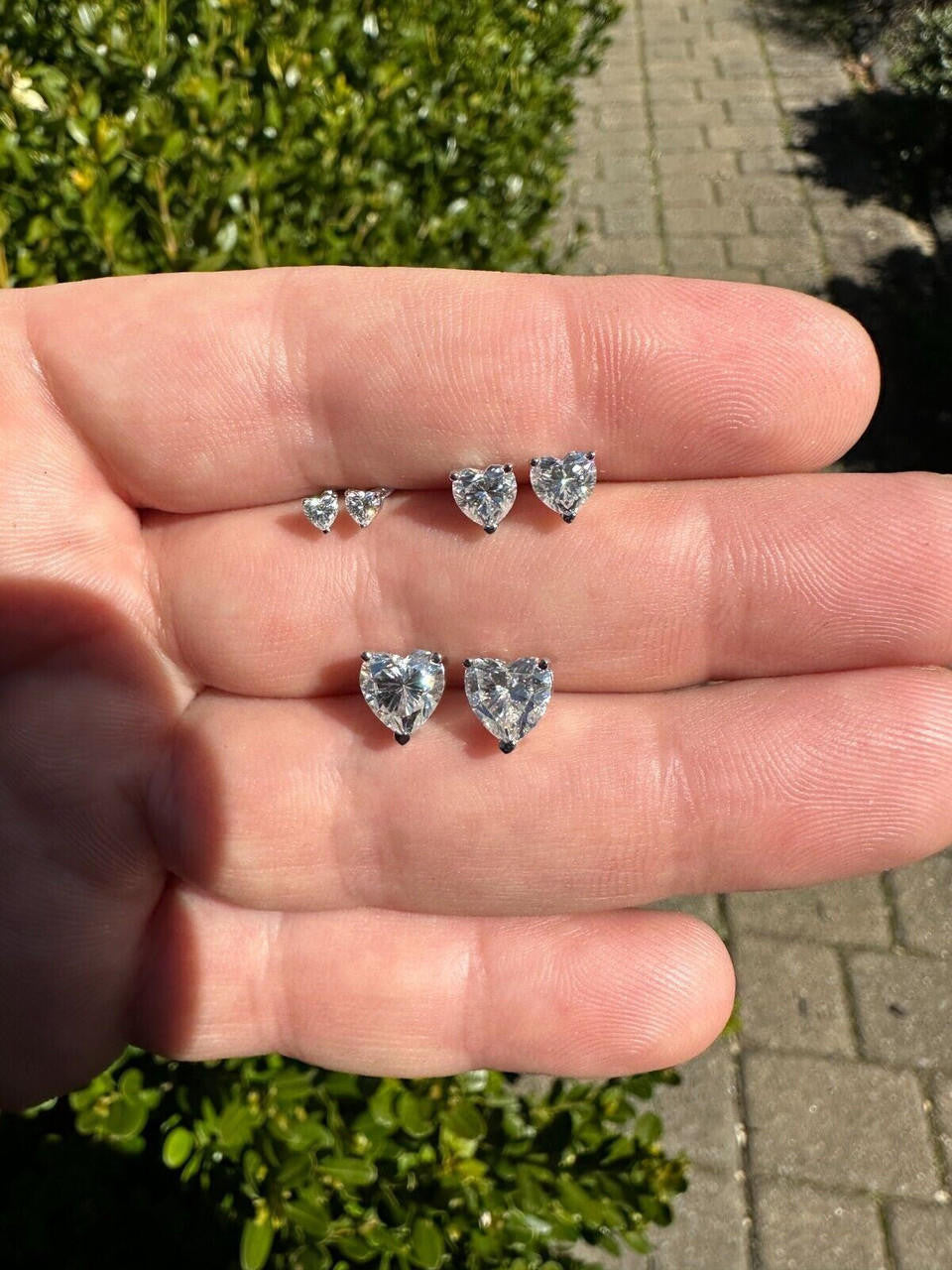 MOISSANITE Heart Shape Solitaire Stud Earrings - 925 Silver - 3mm-7mm - 0.2-2.4ct