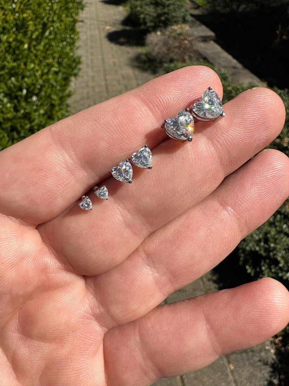 MOISSANITE Heart Shape Solitaire Stud Earrings - 925 Silver - 3mm-7mm - 0.2-2.4ct