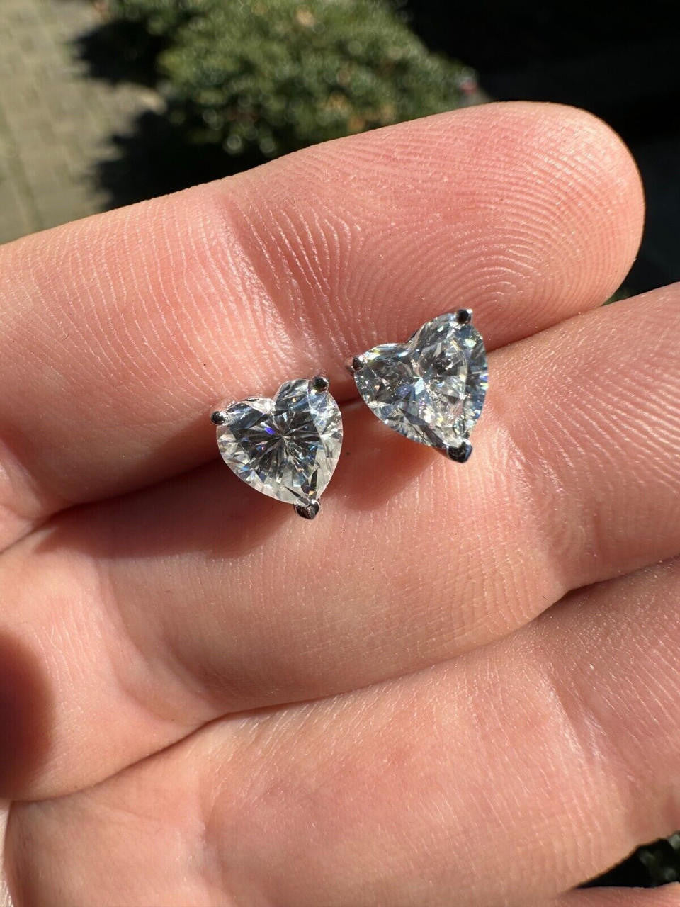 MOISSANITE Heart Shape Solitaire Stud Earrings - 925 Silver - 3mm-7mm - 0.2-2.4ct