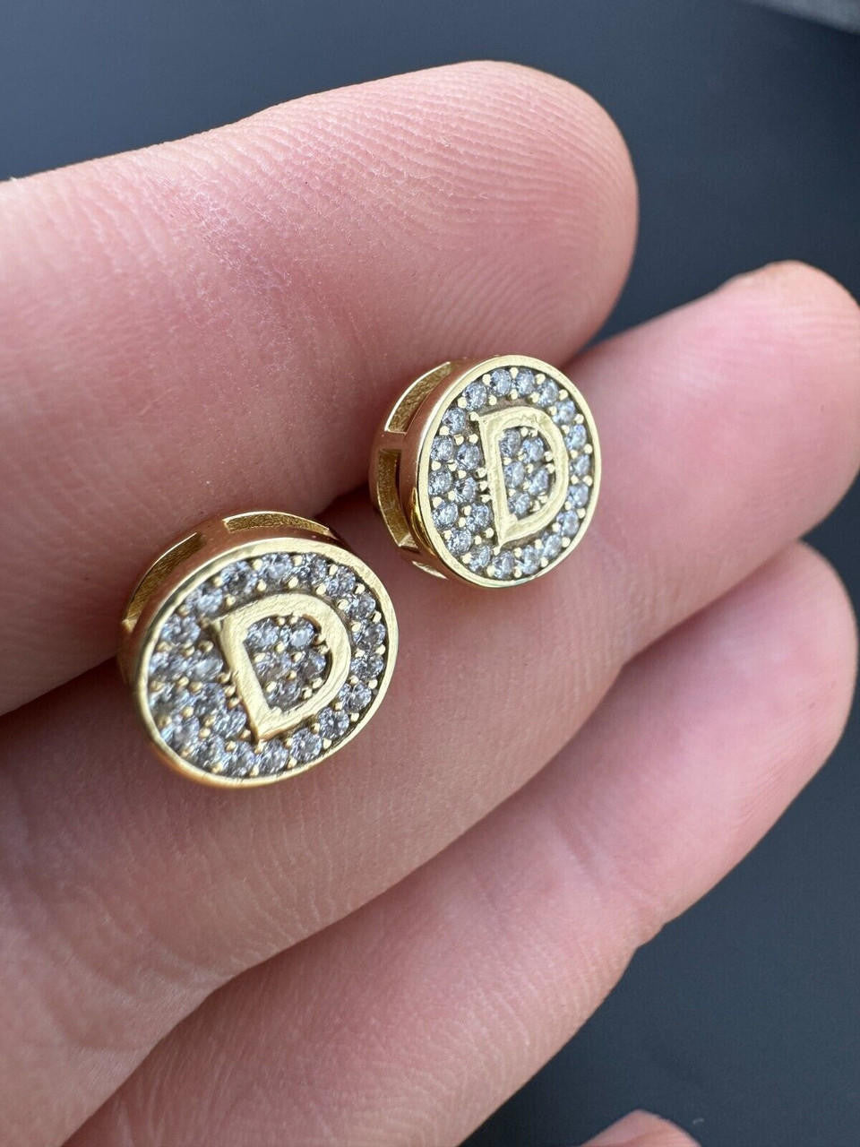 MOISSANITE A-Z Initial Letter Earrings - 14k Gold Vermeil Or 925 Silver - 10mm