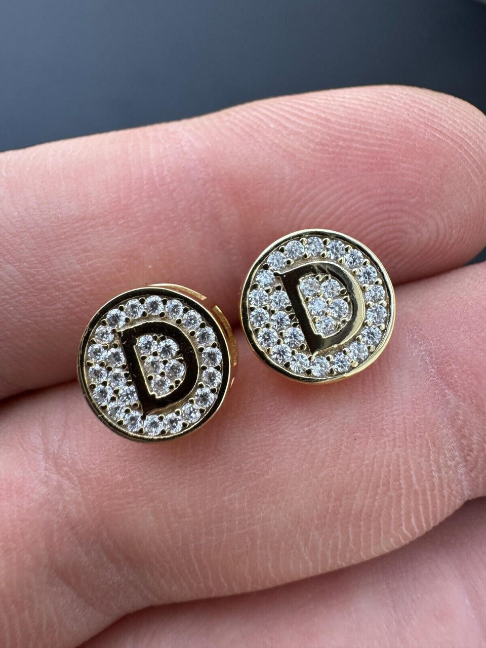 MOISSANITE A-Z Initial Letter Earrings - 14k Gold Vermeil Or 925 Silver - 10mm