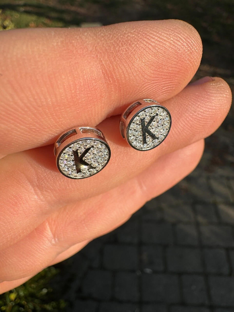 MOISSANITE A-Z Initial Letter Earrings - 14k Gold Vermeil Or 925 Silver - 10mm