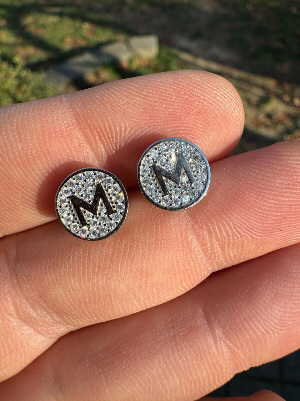 MOISSANITE A-Z Initial Letter Earrings - 14k Gold Vermeil Or 925 Silver - 10mm
