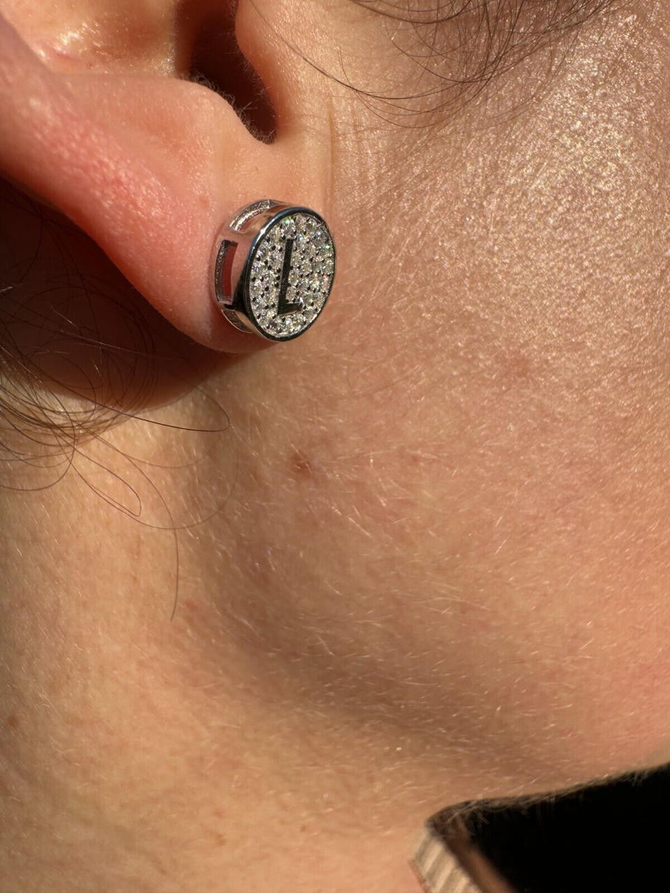 MOISSANITE A-Z Initial Letter Earrings - 14k Gold Vermeil Or 925 Silver - 10mm